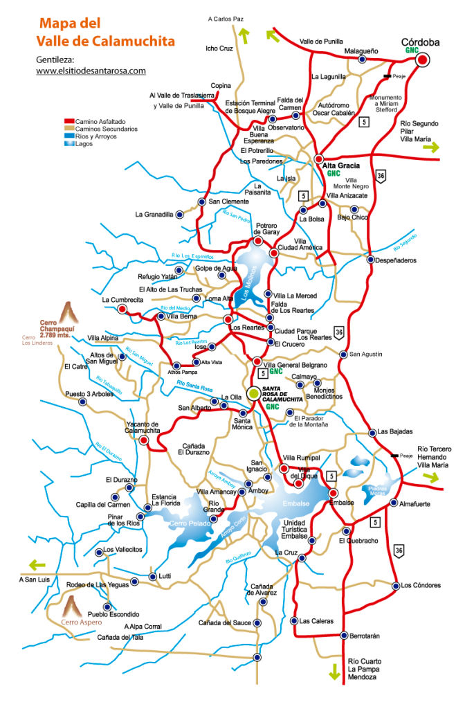 Mapa de Calamuchita